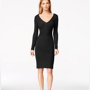 Guess • allison black v neck henley fitted midi knit sweater dress - NWT xsmall